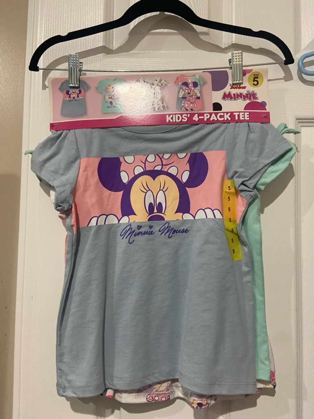 Disney Girls' Light Blue and Pink Minnie Mouse Short Sleeve Tee